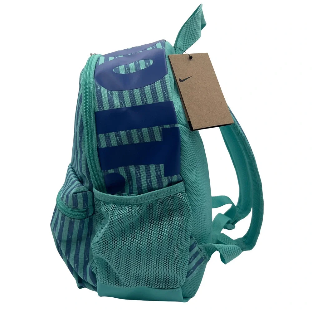 Nike Just Do It‎ Brasilia Mini Backpack Travel Play Teal Blue Stripe FZ2619 NWT